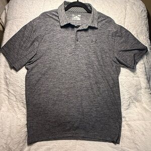 NWOT Mens Under Armour Performance HeatGear Gray Golf Polo Loose Sz Large